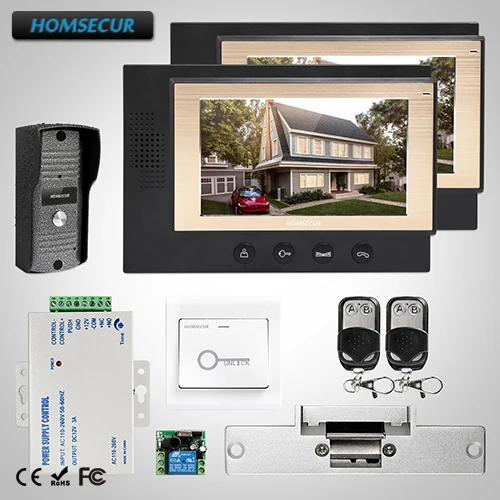 

HOMSECUR 7" Wired Video&Audio Smart Doorbell Electric Strike Lock Set Included (TC031+TM701-B)