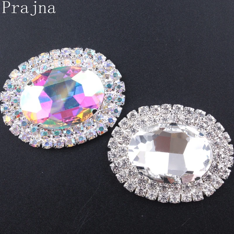 Стеклянные стразы Prajna s Sew Button овальные плоские для рукоделия украшения одежды