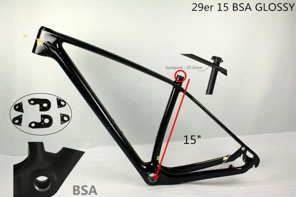 Продолжение бренд T800 углерода mtb рама 29er 142*12 или 135*9 мм рама для горного велосипеда карбоновая рама 29 углерода крепежная рама для горного велосипеда - Цвет: 29er 15 BSA glossy