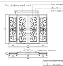Железные дверные ручки кованого железа и внутренние стеклянные двери