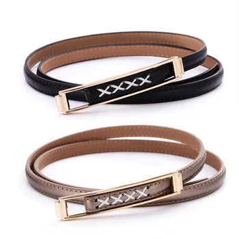 

12PCS/LOT SINGYOU Women Fashion Personality Genuine Leather Belts Solid Color Women Decoration Thin Waist Belt
