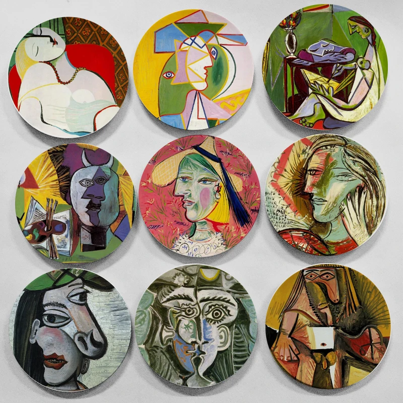 

Picasso Oil Abstract Painting Plates Wall Decorative Hanging Dish Serving Trays Home Decorative Artistic Ceramic Plates Display