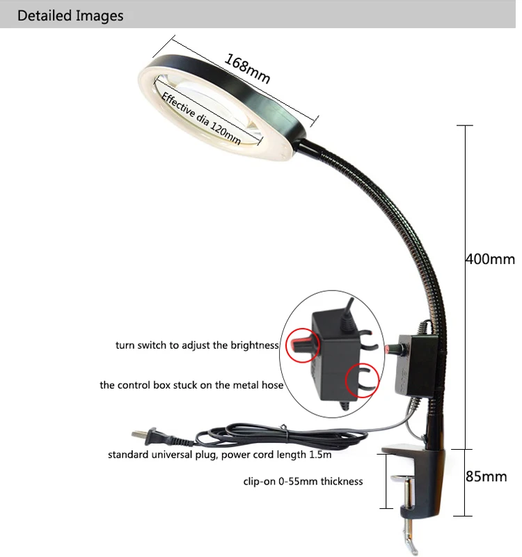 Клипса на 10X 20X увеличительное стекло лампа Регулируемая яркость светодиодный светильник для электронного обслуживания идентификация ювелирных изделий красота