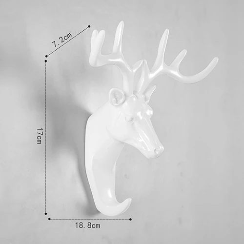 Аксессуары для домашнего декора из смолы, статуэтка в виде головы животного, настенные художественные Крючки для подвешивания, декоративный держатель для ключей, вешалка для одежды - Цвет: Deer White