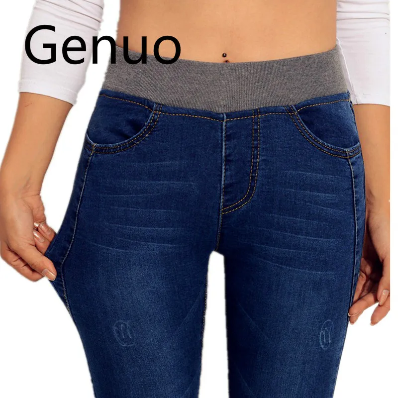 

2019 Spring Jeans Women Stretch Skinny Denim Pants Thicken Thin High Waist Pencil Pants Female Fall Jean Trousers