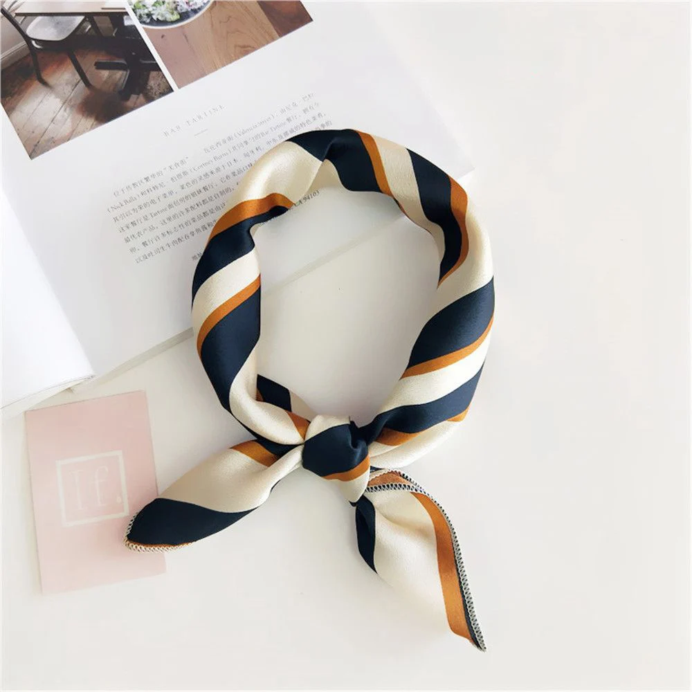 

1PC Women Elegant Small Square Silk Feel Satin Scarf Skinny Retro Head Neck Hair Tie Band Hair Scarves Accessories 50*50cm