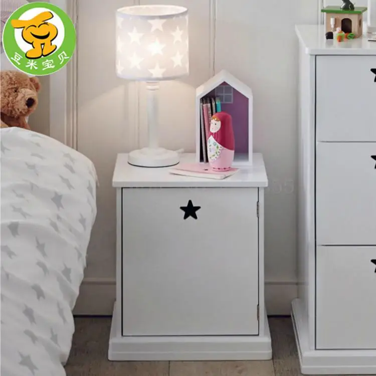 Children's room bedside table Nordic wind bed side cabinet subnet red simple open door storage cabinet