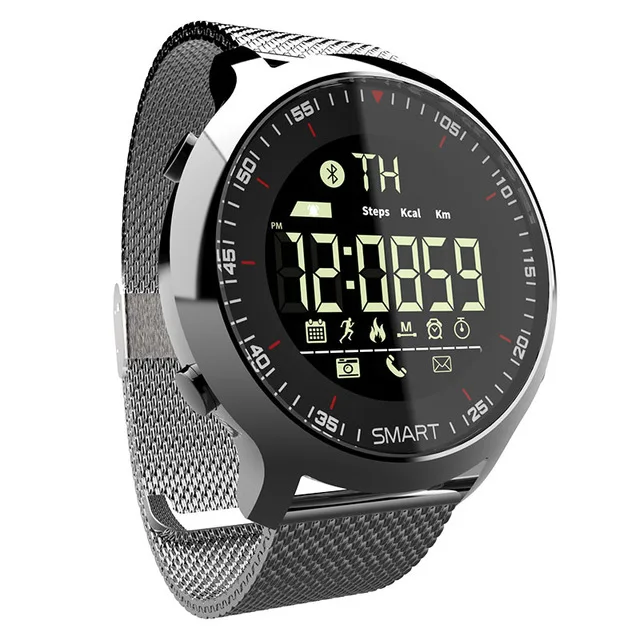 Bluetooth Смарт часы водонепроницаемый шагомер открытый спортивные часы Многофункциональные цифровые наручные часы Smartwatch для ios Android телефон - Цвет: Silver Steel Band