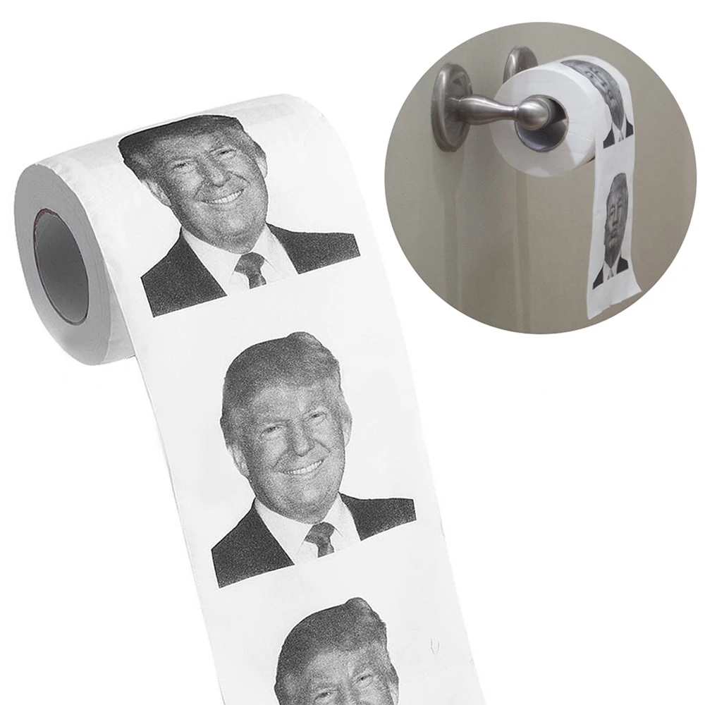 

New Funny Toilet Paper Donald Trump Humour Toilet Paper Roll Hillary Paper Gag Smile Prank Joke Gift Toilet Tissue Dropship BTZ1