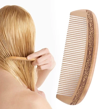 

Fashion Natural Wide Tooth Peach Wood Comb Healthy No-static Massage Hair Wooden Comb Chinese Traditional Haircut Tool New