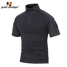 Мужская летняя футболка, уличная Пейнтбольная тактическая футболка с коротким рукавом, военная камуфляжная хлопковая футболка, охотничья одежда