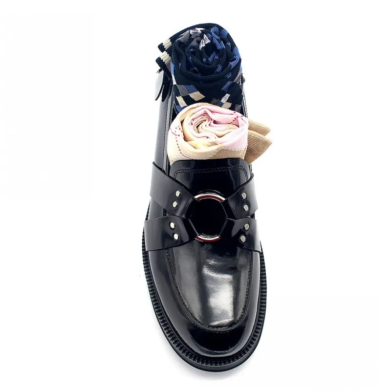 New Designer Metal Buckle Mens Thick Platform Genuine Leather Formal Shoes Spring Slip On Office Work Dress Shoes Loafers