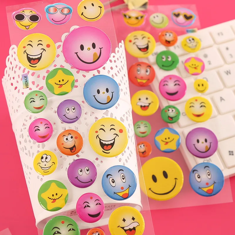 

5 Sheets Classic Toys Self-Adhesive Smile Sticker Smiley Face PVC emjoy Label for School Teacher Rewards Kids Toys for Children
