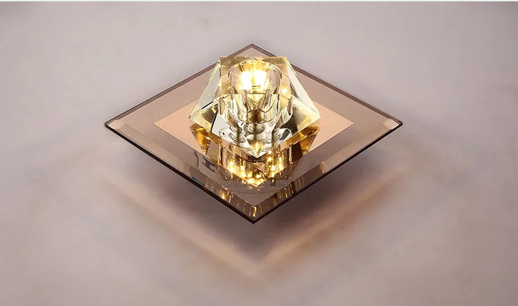 Lâmpada de Cristal Conduziu a Luz Lâmpada do Teto Criativo Quadrado Teto Corredor Foyer Recessed - Montado Espelho Vidro 17 Cheap Luzes de teto
