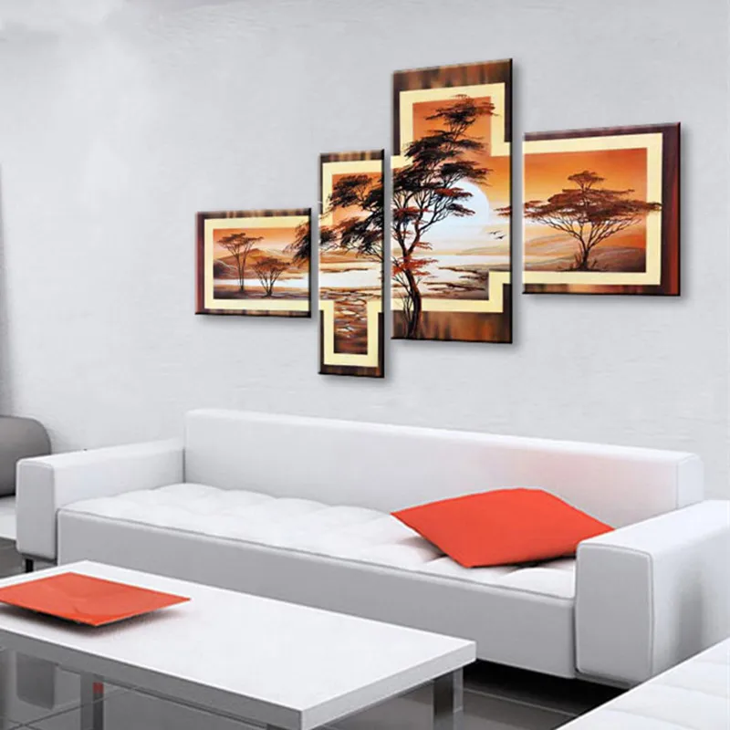 

Home Decor Wall Art Sunset Pine Tree Pictures Large Pinaster Painting Handpainted Abstract Landscape Oil Paintings on Canvas