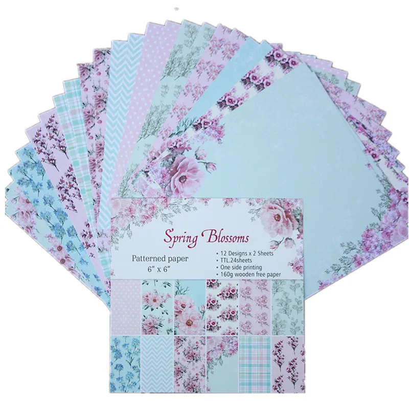 

Flower Patterned Scrapbooking Paper Pack Of 24 Sheets 6''DIY Handmade Craft Decorative Origami Art Background Pad Gift Wrapping