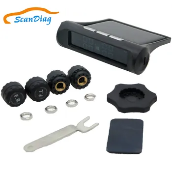 

TPMS Smart Car Tire Tyre Pressure Solar PowerMonitoring System Wireless Alarm Warning with 4 Sensors BAR LCD PSI Display