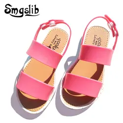 Детская обувь для девочек sandalias летние очаровательные прозрачная обувь маленьких мягкой резины, ПВХ Comfortble пляжные сандалии на плоской