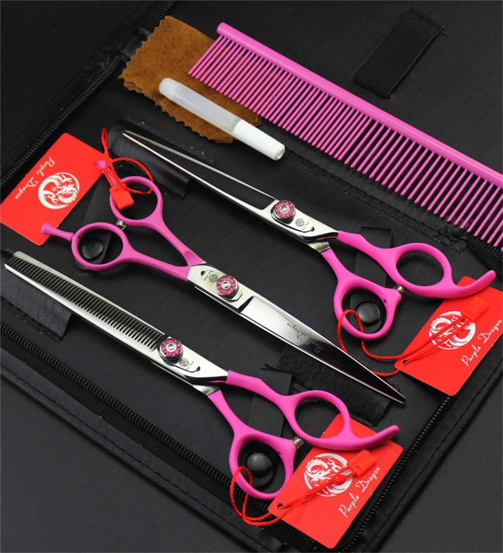 Top Quality 7.0" Pet Scissors Set Cutting Thinning Curved Scissors