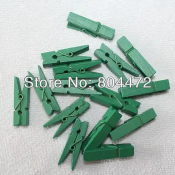 

x100 Green wooden mini pegs 3.5cm | wood clip/pins | mini wooden pegs | 35mm gift Christmas Green Decor Christmas Tree Ornament