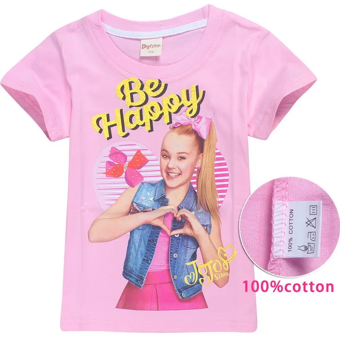 JOJO SIWA/Хлопковые футболки для девочек 4-14 лет, летняя футболка с короткими рукавами для детей, футболка для маленьких девочек, подростковые топы, детская одежда