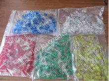 500pcs 5mm LED diode Light Assorted Kit DIY LEDs Set White Yellow Red Green Blue free shiiping for arduino