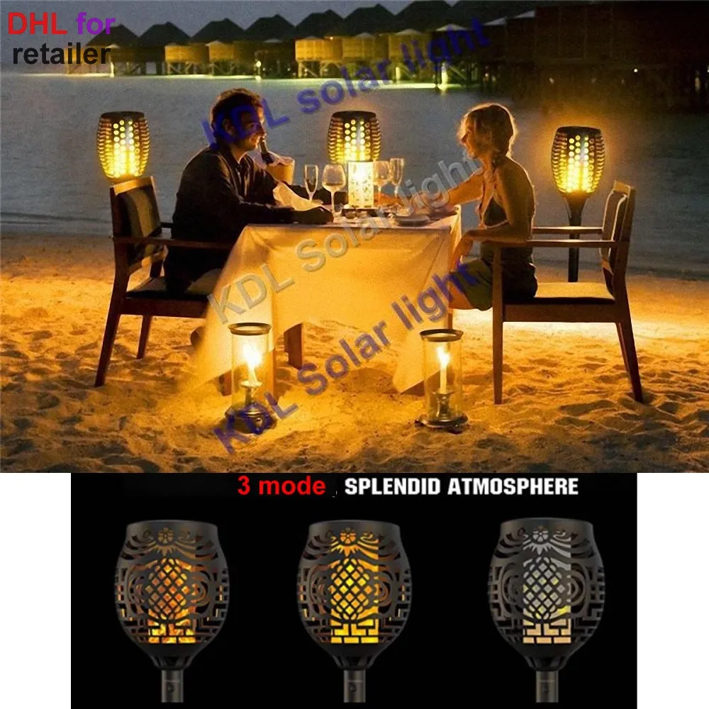 

3pcs/lot Solar 96LED Lawn Dancing flame Torch Lights radar 3 working mode led New Solar Flame Light 96 L torch Torch Light Garde