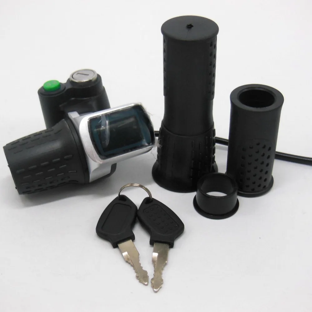 Cheap EVfitting new style Ignition half twist gas handle with battery status digital display 12V-80V Lithium battery Electric Bike Thr 1