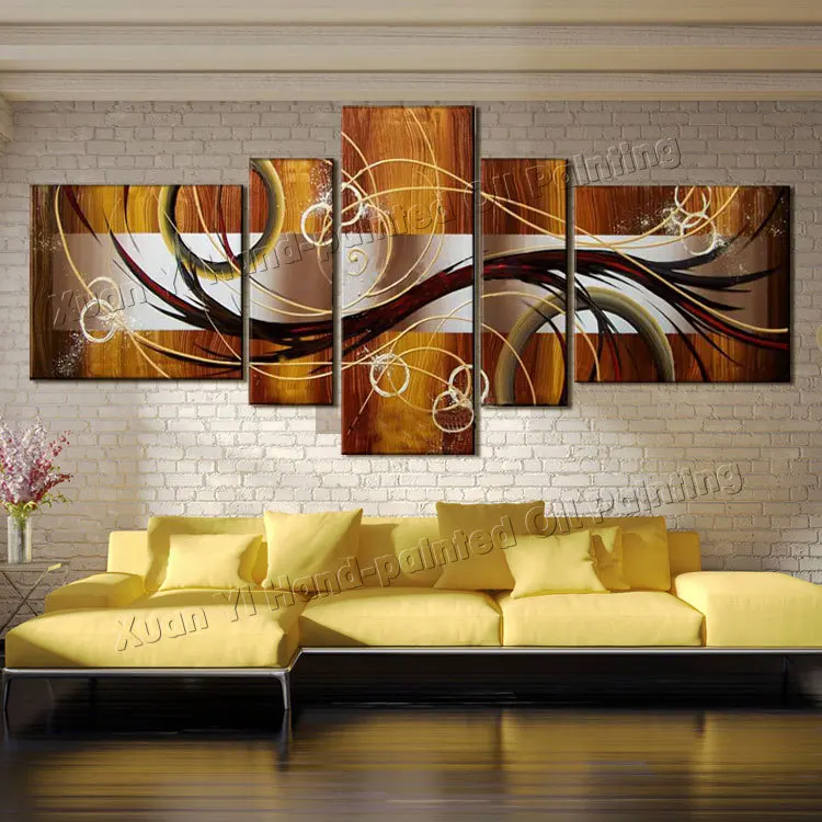 

Hot Selling Large Modern Oil Paintings On Canvas Handmade Still Living 5 Panel Painting Decor Office Home Decor Fine Artwork