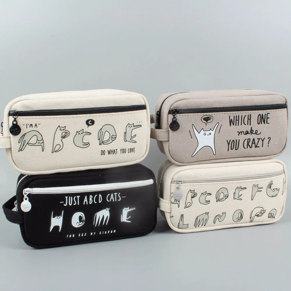 

Kawaii Cat Canvas Cute Pose Pencil Case Pen Bag Stationery Storage Holder Organizer Papelaria School Supplies Pencilcase Kids