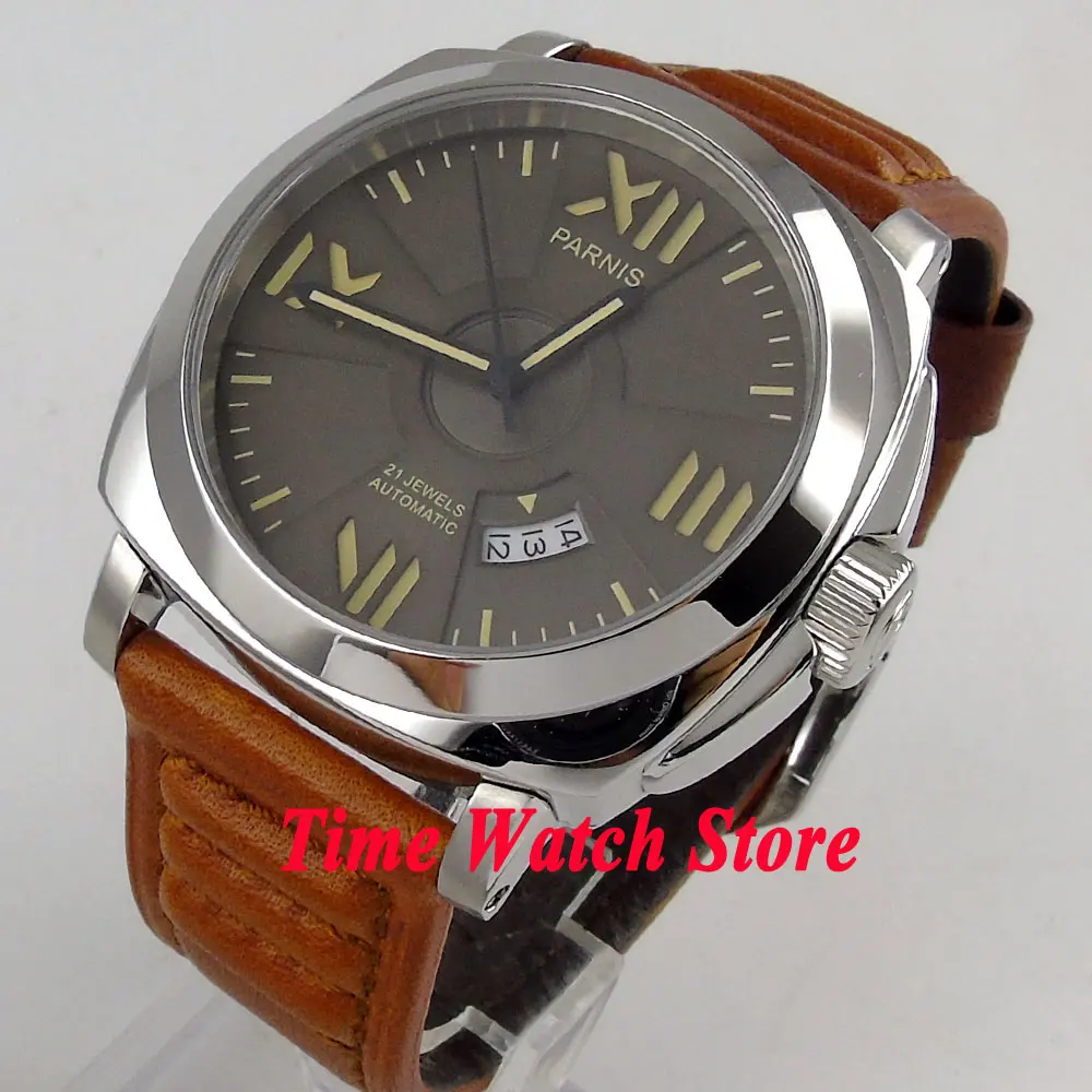 Buy Parnis watch grey sandwich dial 44mm polished case