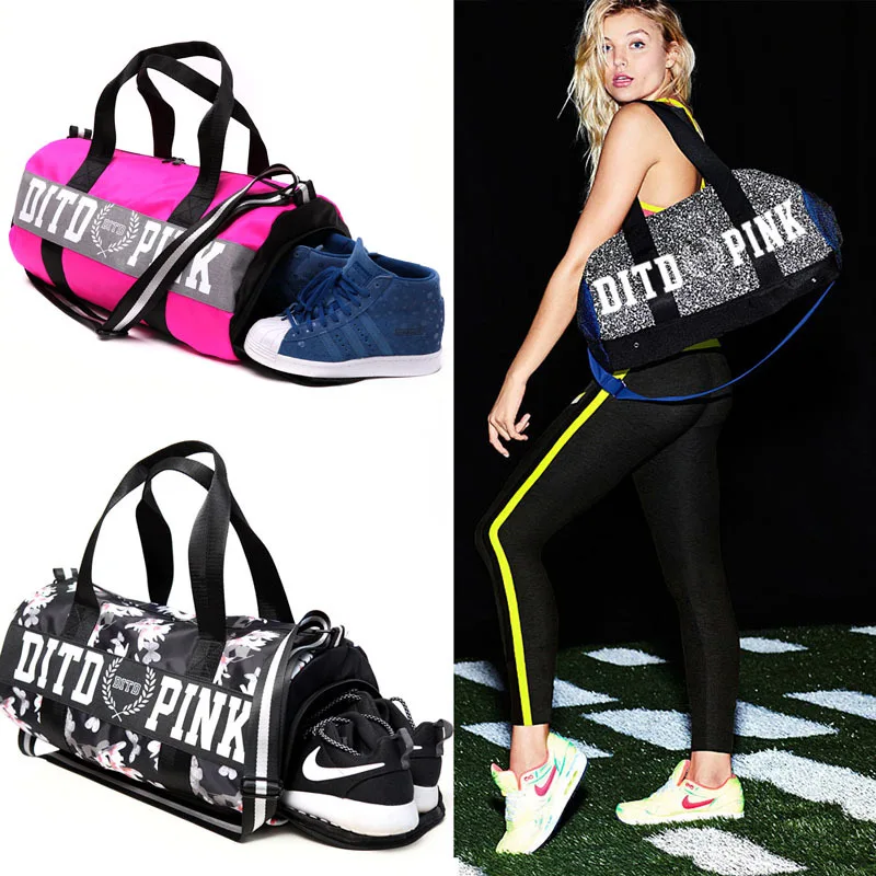 Pink/gray/black Women Men Gym Bag Fitness Shoulder Gird Strip Travel Bag Outdoor Yoga Bag With Shoes Storage Sac De Sport