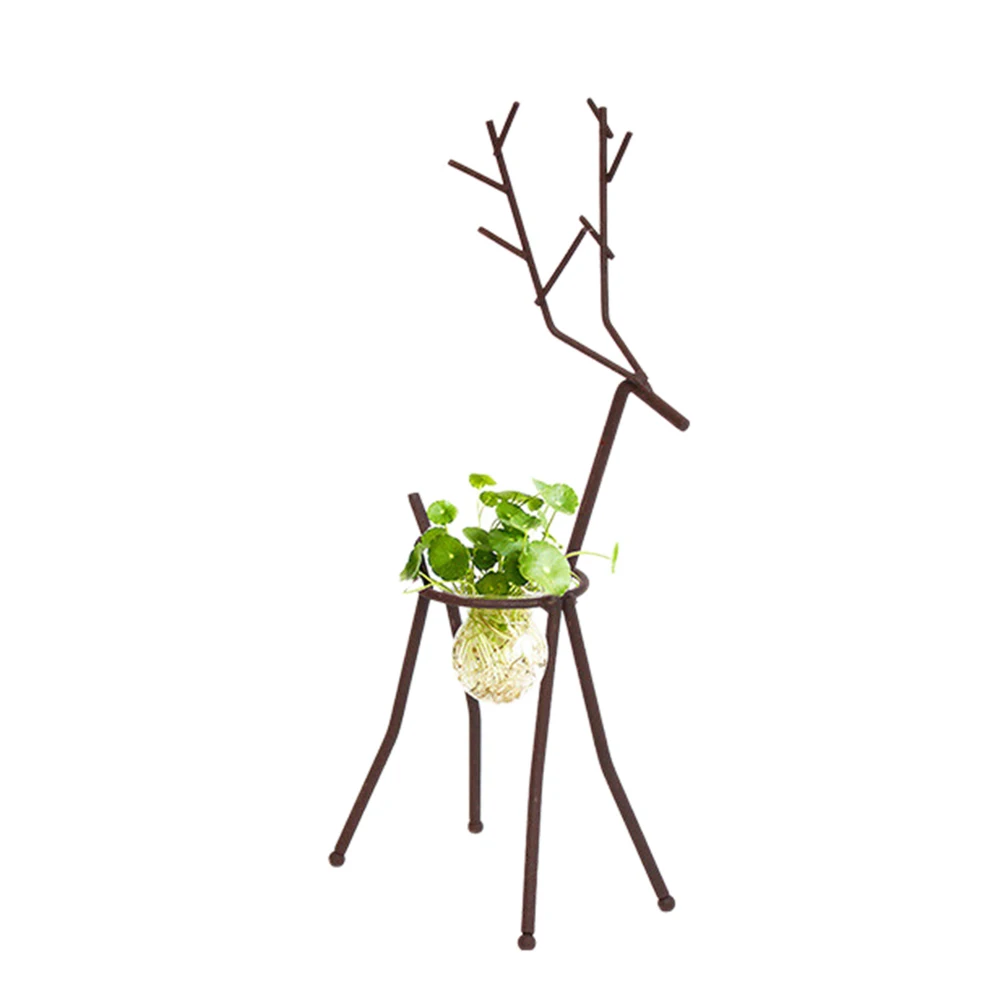 Простая креативная прозрачная стеклянная ваза с гидропонным растением и железным оленем, подставка-держатель для дома, гостиной, украшения стола