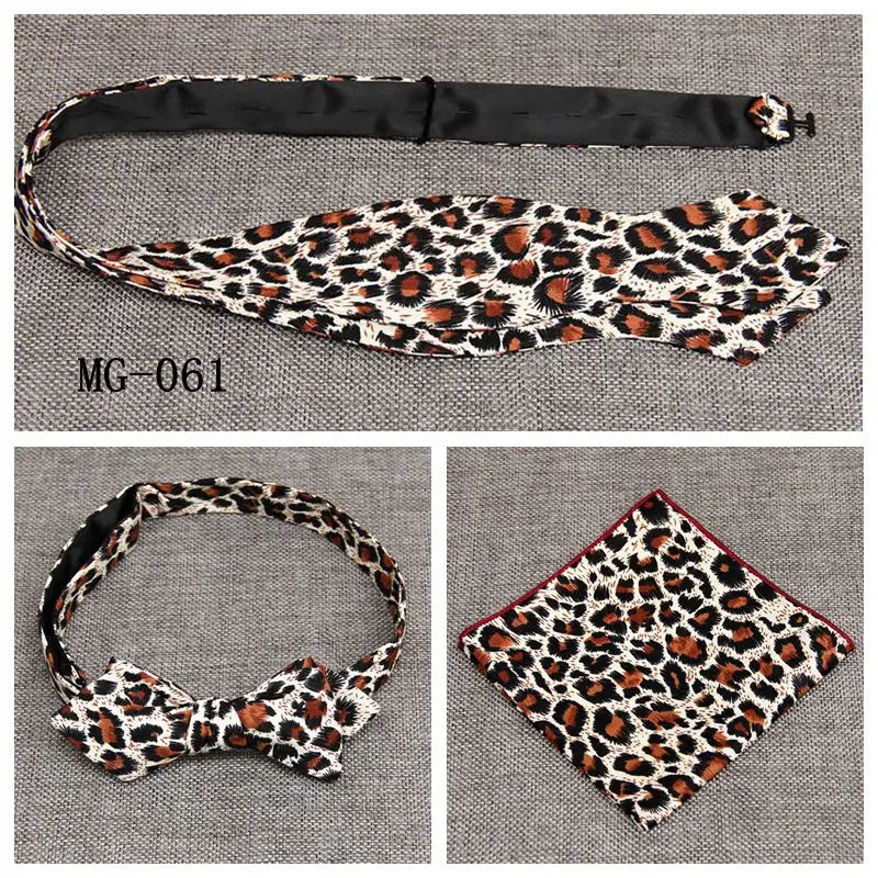 

Mantieqingway Polyester Floral Handkerchief&Bow Tie Set 6cm Bowtie 5.5cm Necktie Wedding Party Pocket Square Leopard Fashion
