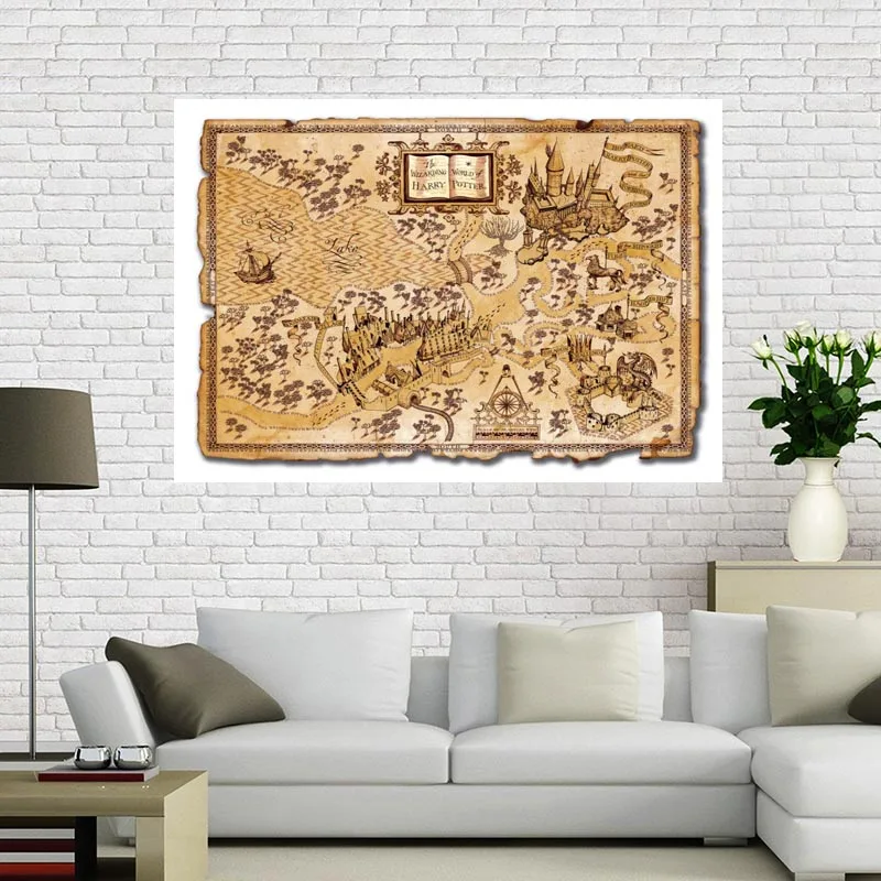 

Custom canvas poster Harry Potter Map Poster 60x90cm Home Decoration cloth fabric wall poster print Silk Fabric