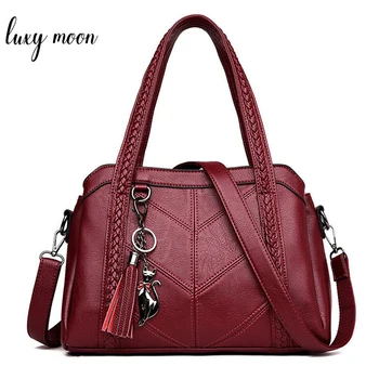 

Larger Capacity Women Bag Solid Color Shoulder Bags High Quality Soft Leather Handbags Winter New Female Messenger Bag ZD1104