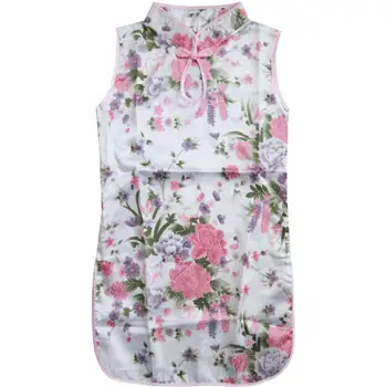 

Girls Dress White Flower Silk Cheongsam Chinese Children Clothing 2020 Summer Princess Wedding Party Size 12M-8 Carnival