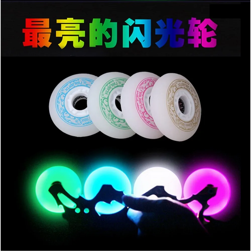

4 piece 88A PU flashing inline skates wheels 72/76/80mm Wear-Resisting FreeStyle Slalom roller patines rodas Sliding Ruedas