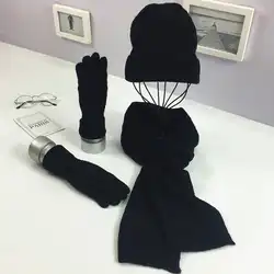 MYZOPER 2019 Новые однотонные осенне-зимние модные шейный платок в полоску Теплые женские перчатки вязаная шапка