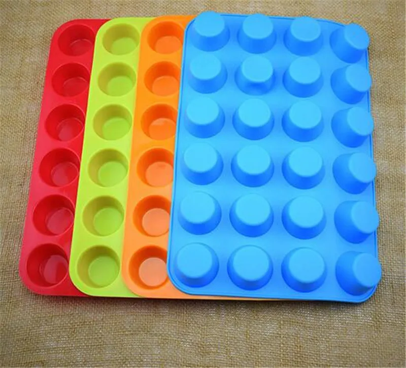 

10pcs Mini Muffin Cup 24 Cavity Silicone Soap Cookies Cupcake Bakeware Pan Tray Mould Home DIY Cake Mold