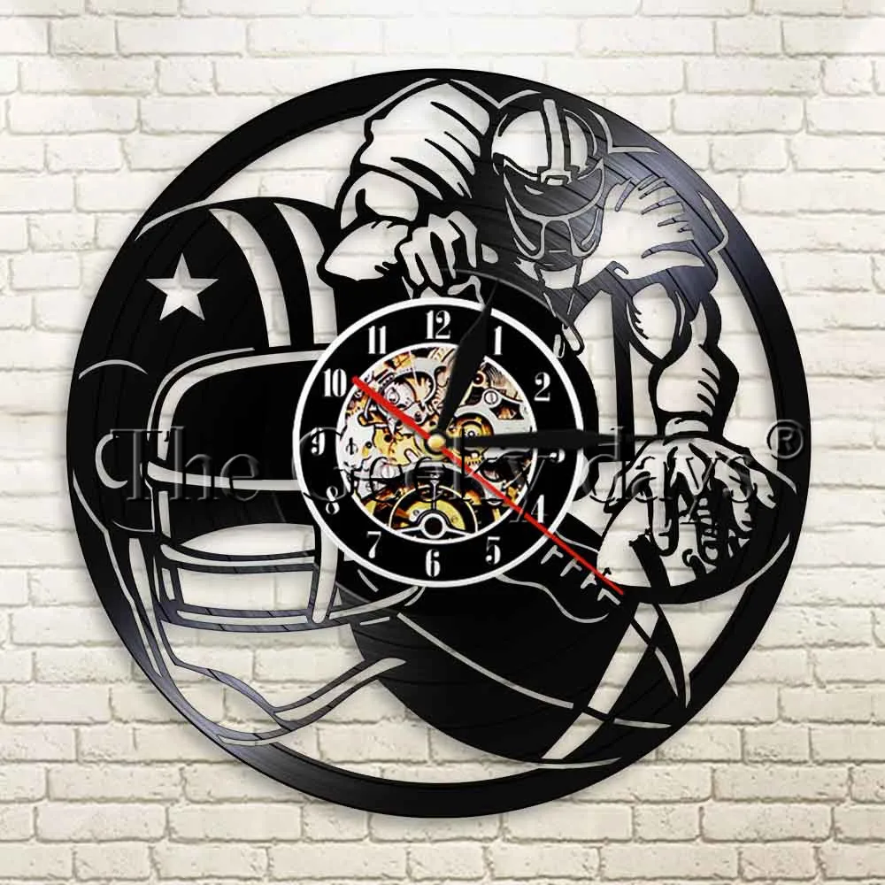 1Piece Sport Vintage Wall Clock Rugby Football Wall Art Rugby Wall