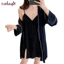 Fdfklak комплект из двух предметов сексуальный Золотой бархатный халат женская зимняя Пижама теплая v-образная Пижама платья и халаты женский банный Халат