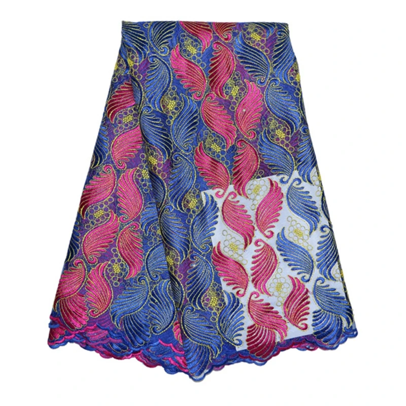

blue and fushia pink Embroidered tulle lace fabric material nice mesh African net lace fabric material for wedding dress