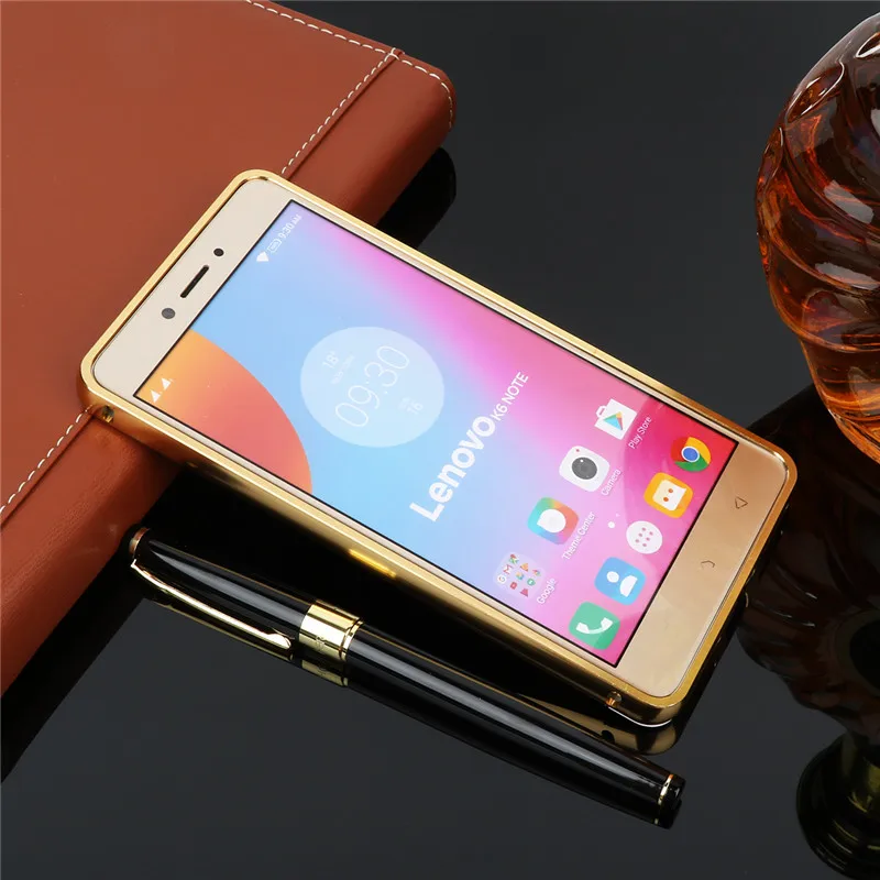 Чехол Lenovo Vibe K6 Note K6Note с металлической рамкой и зеркальной задней крышкой Жесткий