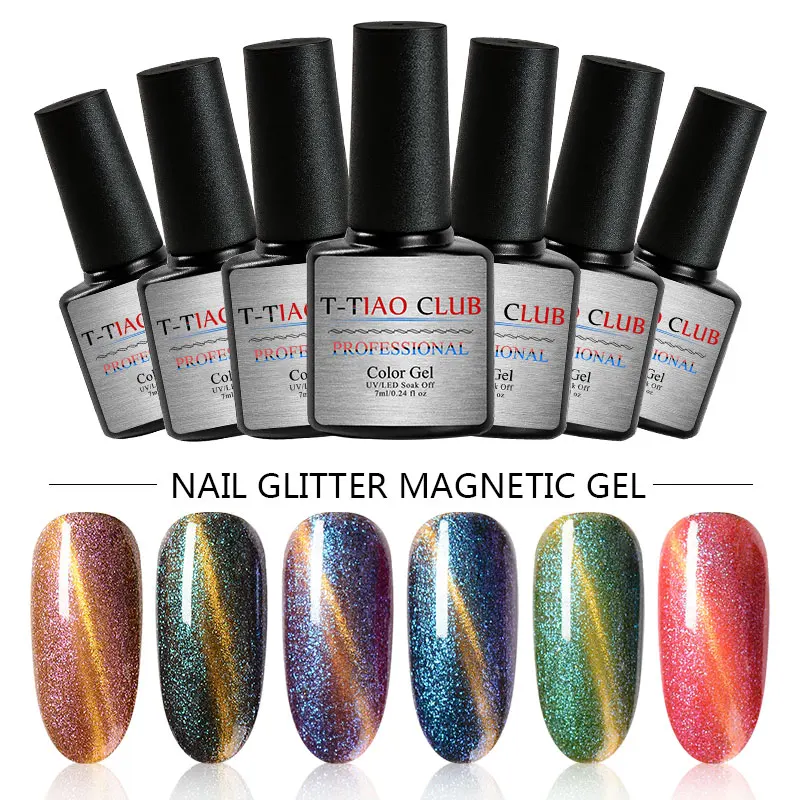 

7ml Starry Sky Magnetic Nail Gel Polish 3D Cat Eye Soak Off Sequins UV Gel Nail Art Gel Varnish Manicure Decorations 6 Colors