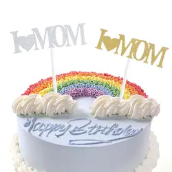 2018 я люблю маму кекс торт Топпер блеск Блеск День рождения день отцов вечерние Декор S7_18