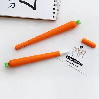 

5 pcs /lot New cute cartoon vivid carrots modelling gel pen 0.5 mm Soft silicone black pen felt-tip pens for students