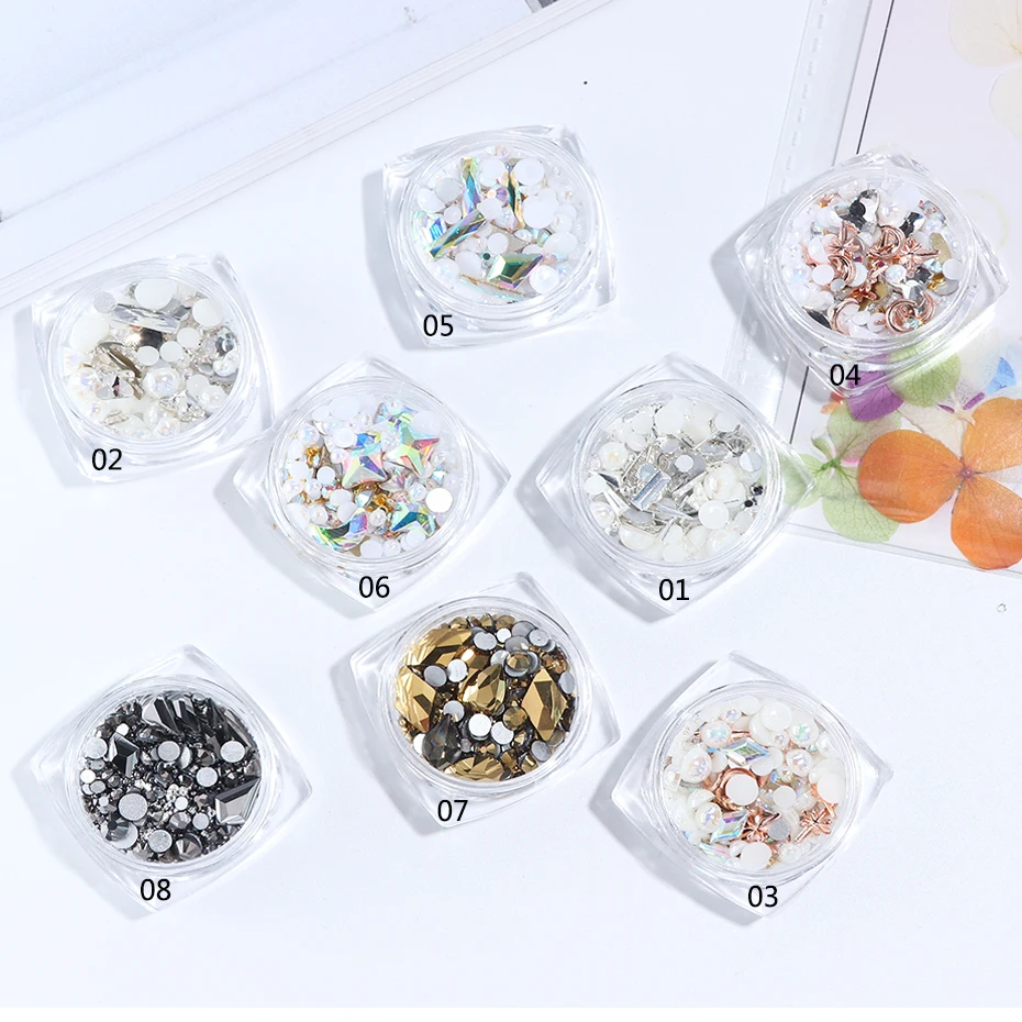 3D Mix Sizes Crystal AB Rhinestones Nail Art Decorations Charm Flatback Glitter Beads Jewelry Stones Manicure Accessories LA1018 (4)