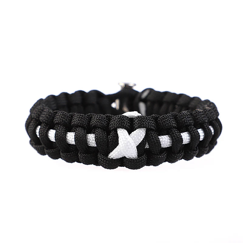 

Hyung Pune Adjustable Lung Cancer Awareness Paracord Survival Bracelet Unisex Adult Ribbon Bracelet Support Bracelet xmd060