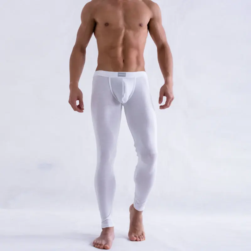 Men's Solid Color Underpants Long Johns Pants Thermal Low